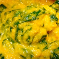 Mashed Butternut Squash with Spinach and Goat Cheese  